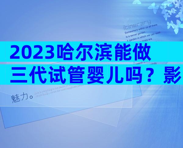 2023哈尔滨能做三代试管婴儿吗？影响试管成功率的因素？