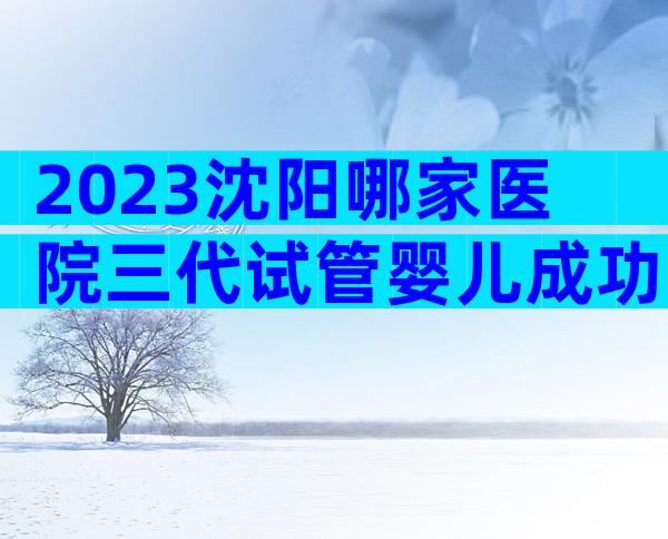 2023沈阳哪家医院三代试管婴儿成功率高？沈阳试管医院名单推荐