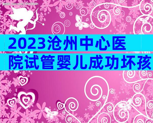 2023沧州中心医院试管婴儿成功坏孩子策略，费用及成功率参考