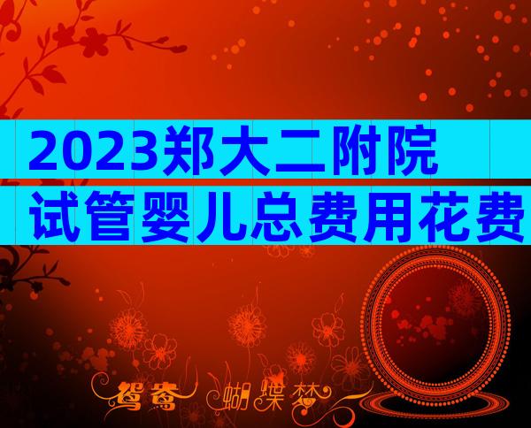 2023郑大二附院试管婴儿总费用花费明细实例参考