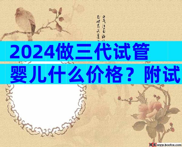 2024做三代试管婴儿什么价格？附试管成功率费用一览