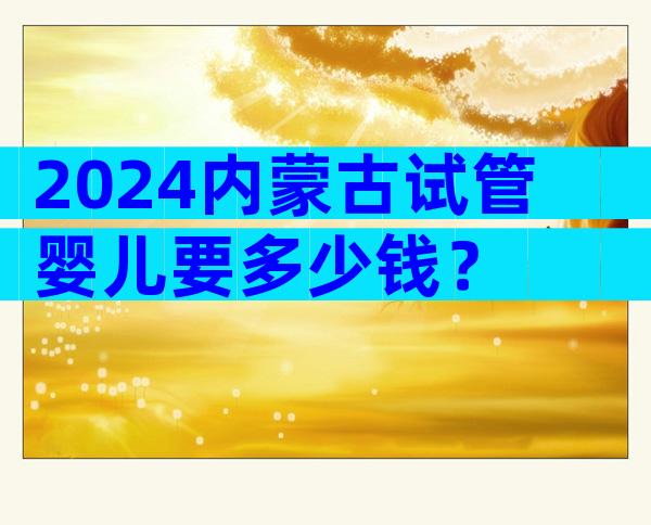 2024内蒙古试管婴儿要多少钱？