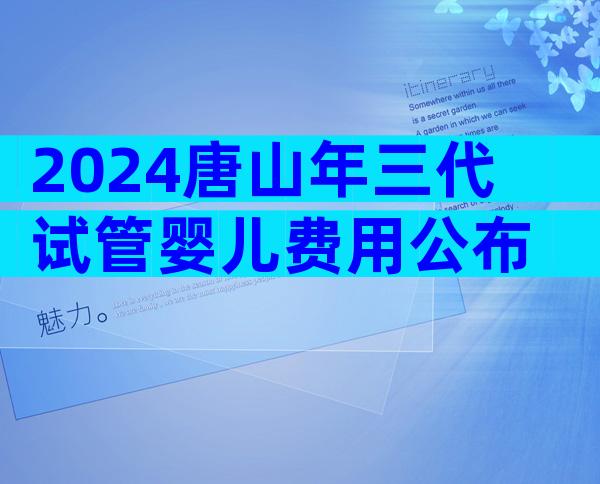 2024唐山年三代试管婴儿费用公布