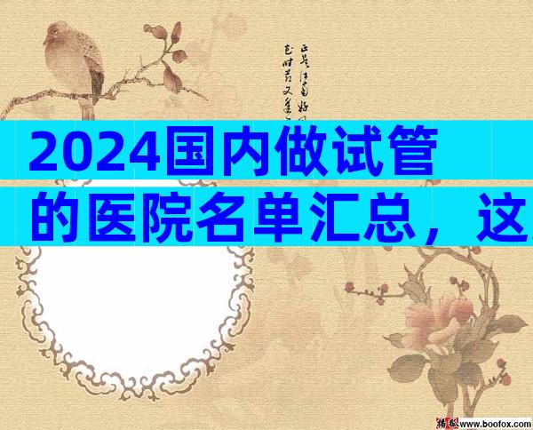 2024国内做试管的医院名单汇总，这几家实力强劲！