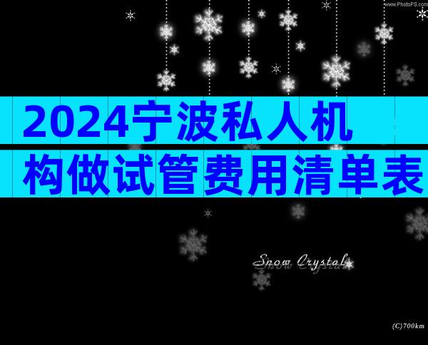 2024宁波私人机构做试管费用清单表