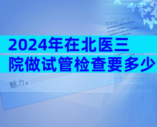 2024年在北医三院做试管检查要多少钱？能否医保报销？