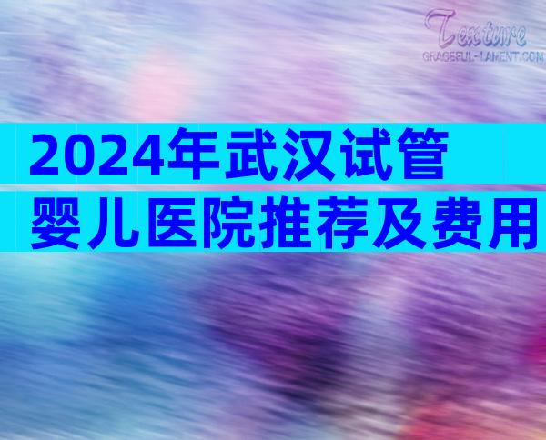 2024年武汉试管婴儿医院推荐及费用详解