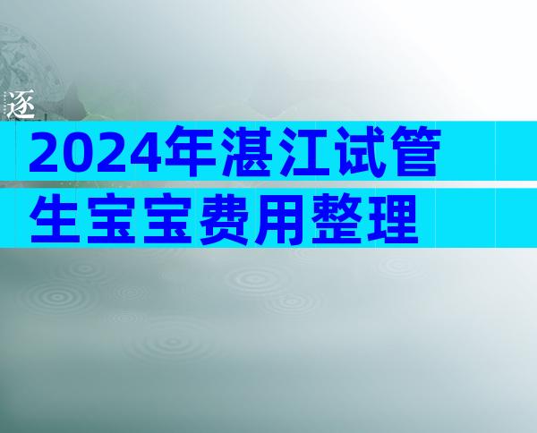 2024年湛江试管生宝宝费用整理