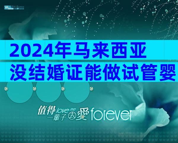 2024年马来西亚没结婚证能做试管婴儿吗？