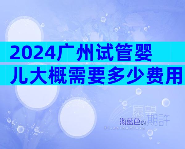 2024广州试管婴儿大概需要多少费用