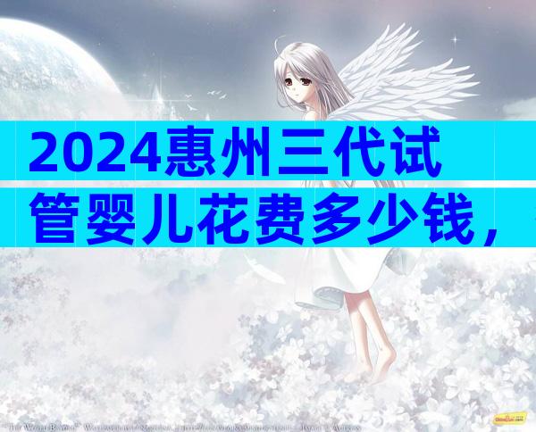 2024惠州三代试管婴儿花费多少钱，答案来了！