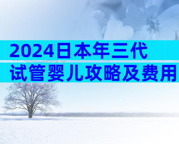 2024日本年三代试管婴儿攻略及费用