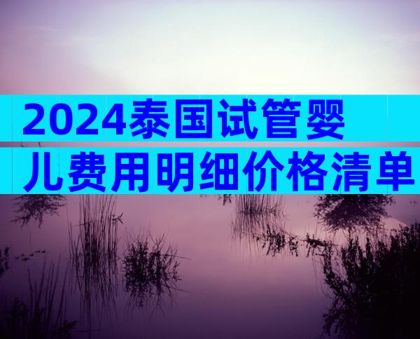 2024泰国试管婴儿费用明细价格清单曝光！