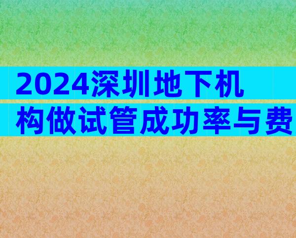 2024深圳地下机构做试管成功率与费用一览，竟没想到这么好！