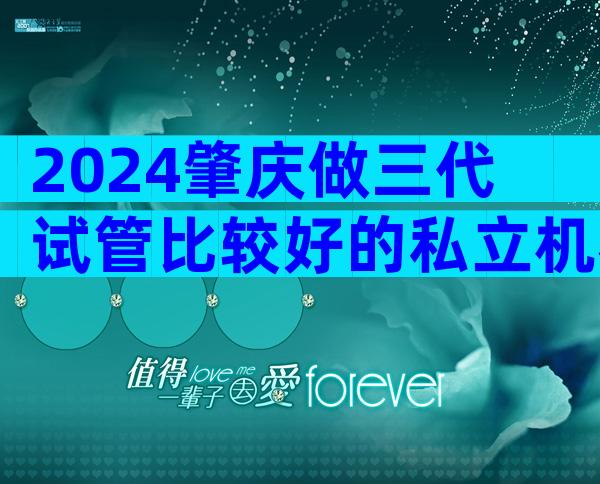 2024肇庆做三代试管比较好的私立机构是哪三家