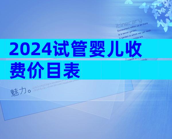 2024试管婴儿收费价目表