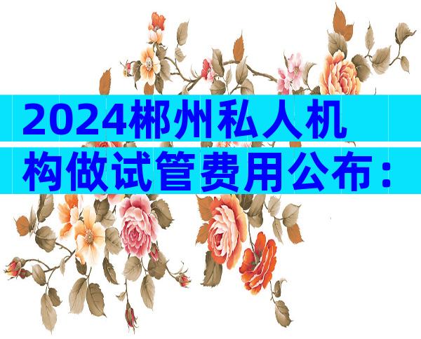 2024郴州私人机构做试管费用公布：大约需要10万元