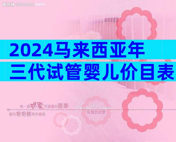 2024马来西亚年三代试管婴儿价目表，都花到哪些地方？