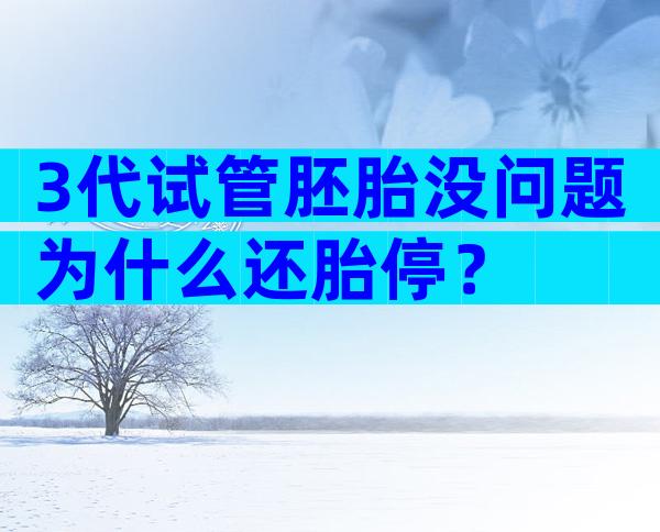 3代试管胚胎没问题为什么还胎停？