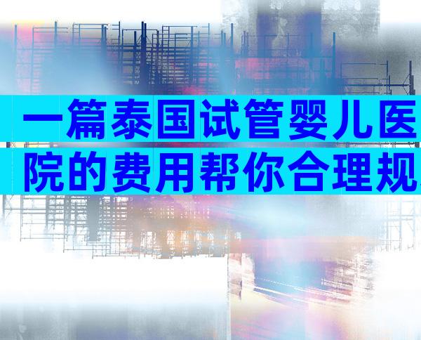 一篇泰国试管婴儿医院的费用帮你合理规划预算：