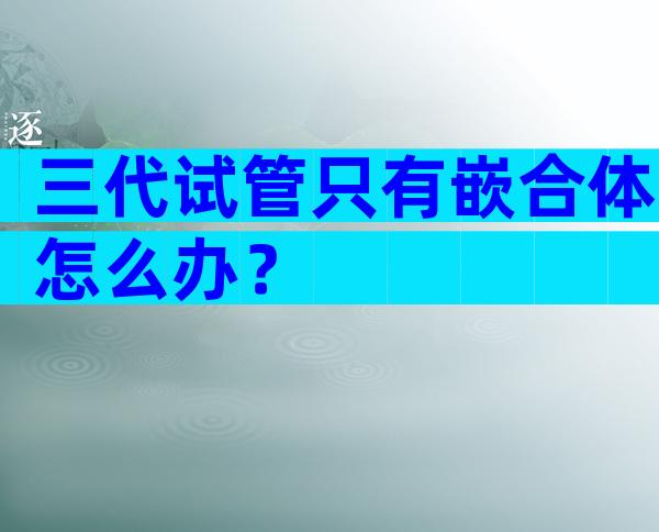 三代试管只有嵌合体怎么办？