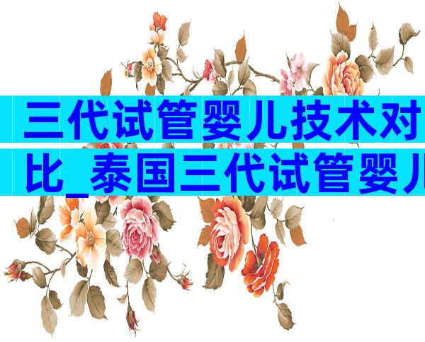 三代试管婴儿技术对比_泰国三代试管婴儿技术