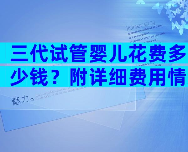 三代试管婴儿花费多少钱？附详细费用情况？