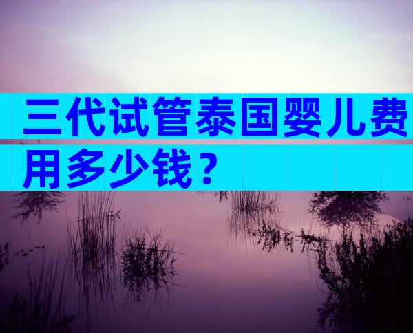 三代试管泰国婴儿费用多少钱？