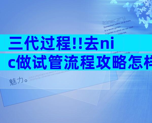 三代过程!!去nic做试管流程攻略怎样的？