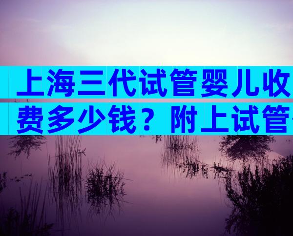 上海三代试管婴儿收费多少钱？附上试管价目表列表！