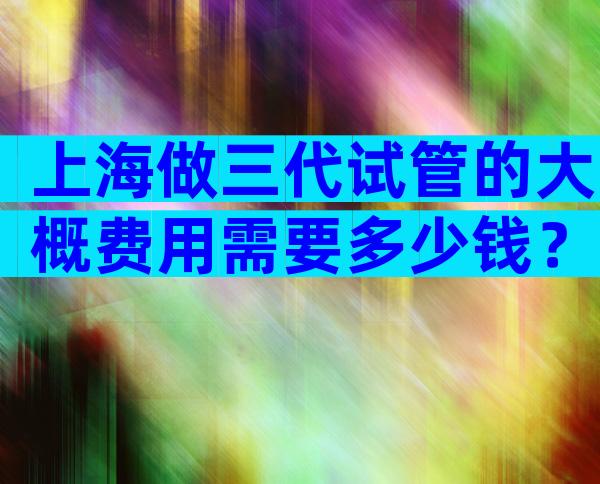 上海做三代试管的大概费用需要多少钱？