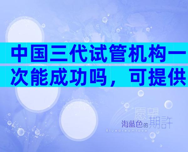 中国三代试管机构一次能成功吗，可提供哪些技术