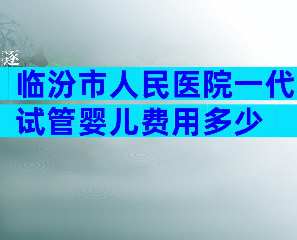 临汾市人民医院一代试管婴儿费用多少