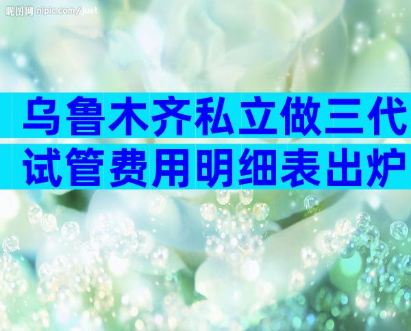 乌鲁木齐私立做三代试管费用明细表出炉，为什么有人花了几十万