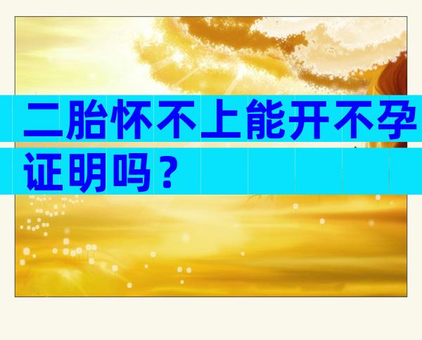 二胎怀不上能开不孕证明吗？