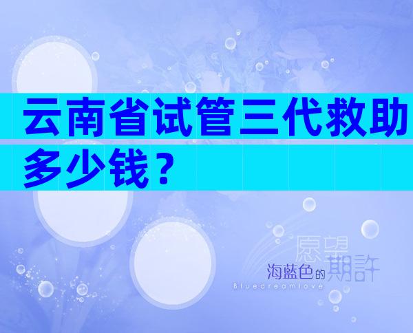 云南省试管三代救助多少钱？