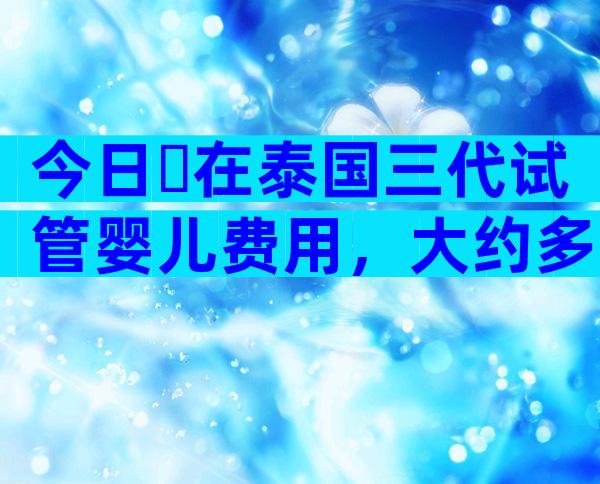 今日​在泰国三代试管婴儿费用，大约多少钱一次