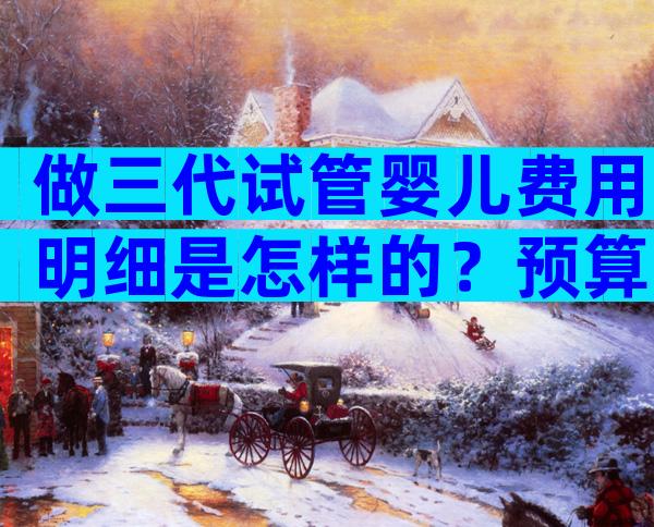 做三代试管婴儿费用明细是怎样的？预算30万绰绰有余