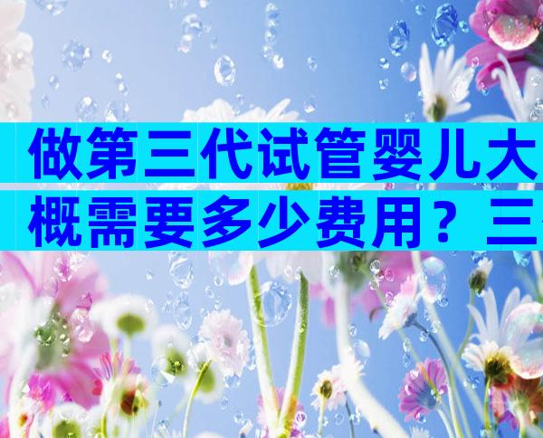 做第三代试管婴儿大概需要多少费用？三代试管婴儿花费高有原因