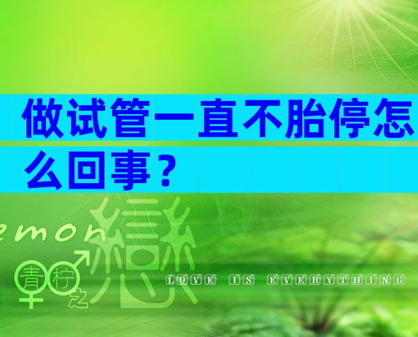 做试管一直不胎停怎么回事？