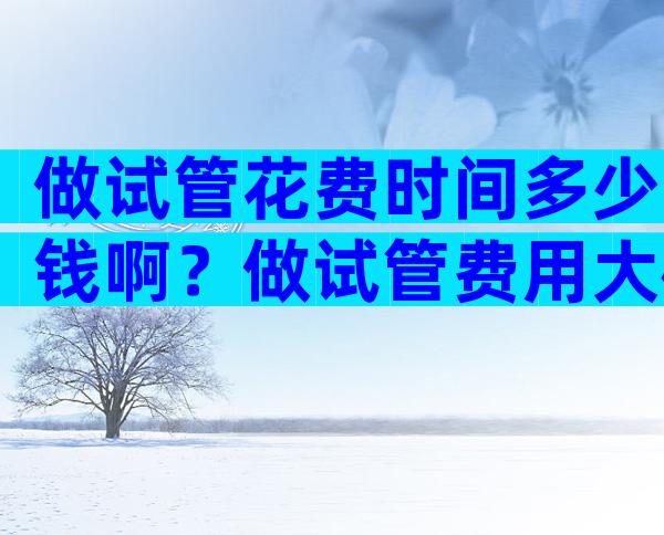 做试管花费时间多少钱啊？做试管费用大概多少？