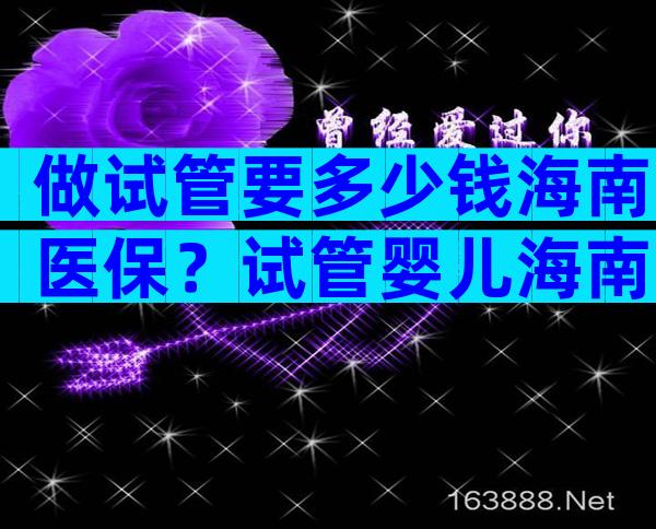 做试管要多少钱海南医保？试管婴儿海南哪家医院做好？