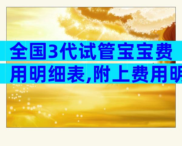 全国3代试管宝宝费用明细表,附上费用明细