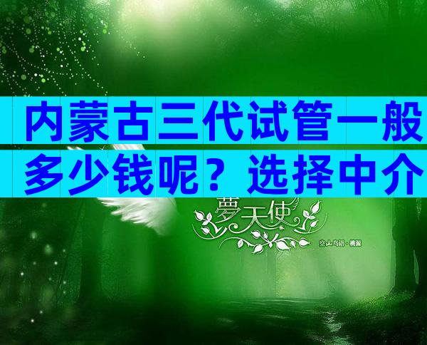 内蒙古三代试管一般多少钱呢？选择中介需谨慎