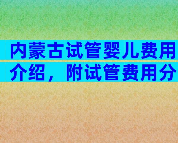 内蒙古试管婴儿费用介绍，附试管费用分享