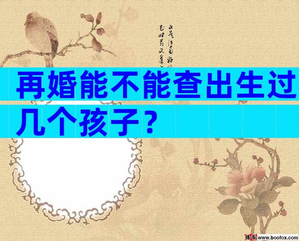 再婚能不能查出生过几个孩子？