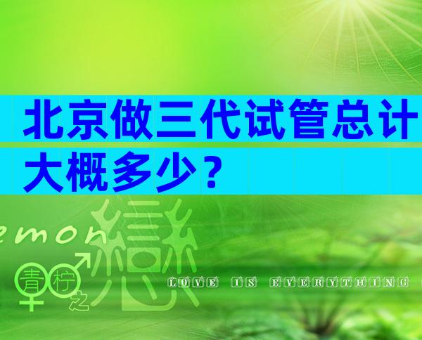 北京做三代试管总计大概多少？