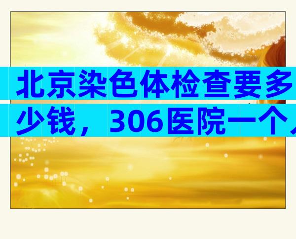 北京染色体检查要多少钱，306医院一个人查一次要500多元！