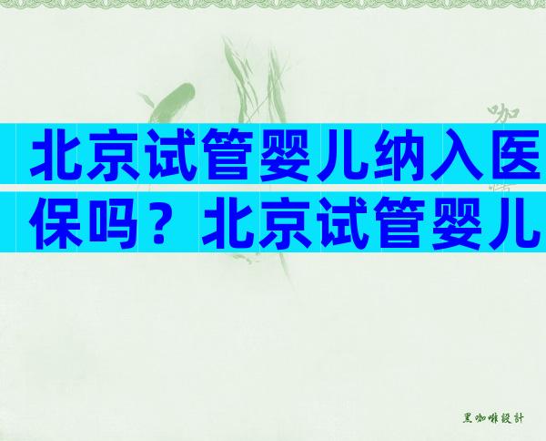 北京试管婴儿纳入医保吗？北京试管婴儿可以上医保吗？