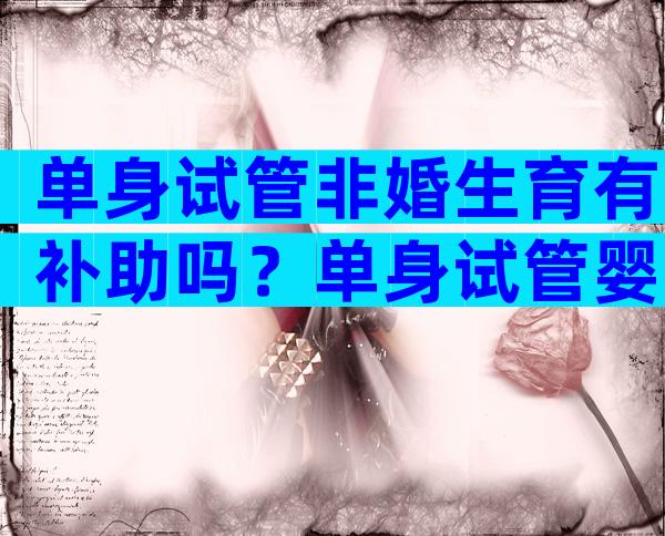 单身试管非婚生育有补助吗？单身试管婴儿合法吗？